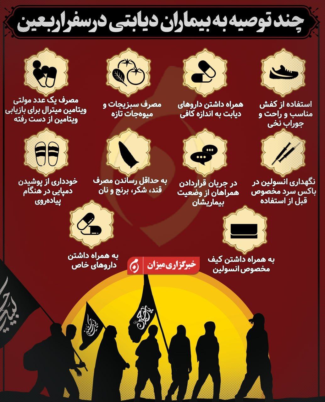 اینفوگرافیک | چند توصیه به بیماران دیابتی در سفر اربعین