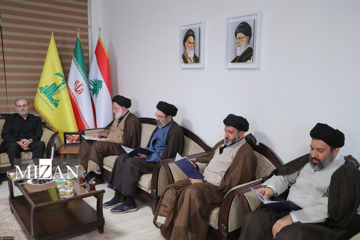 حضور جمعی فرزندان حضرت آیت‌الله خامنه‌ای در دفتر حزب‌الله لبنان در تهران