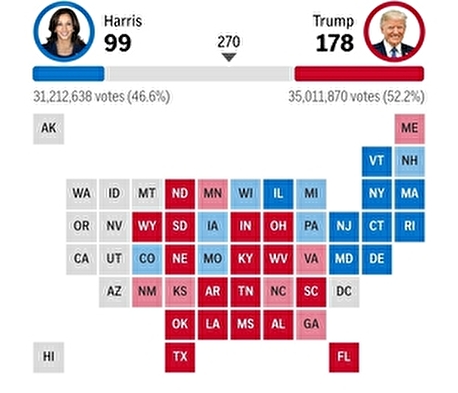 نتیجه انتخابات ریاست ‎جمهوری ۲۰۲۴ آمریکا