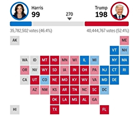 نتیجه انتخابات ریاست ‎جمهوری ۲۰۲۴ آمریکا