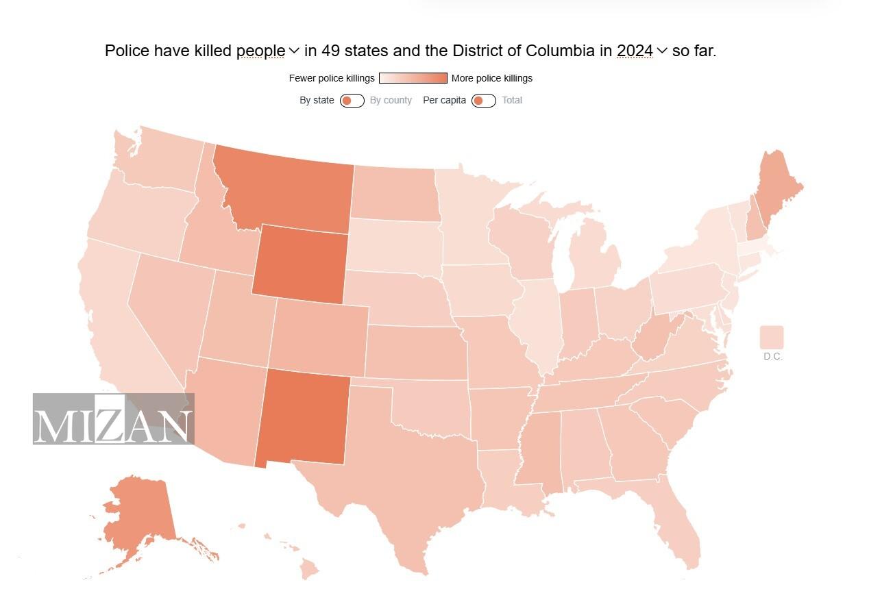 کشته شدن بیش از هزار و ۱۰۰ شهروند به دست پلیس آمریکا در ۲۰۲۴ کشته شدن بیش از هزار و ۱۰۰ شهروند به دست پلیس آمریکا در ۲۰۲۴