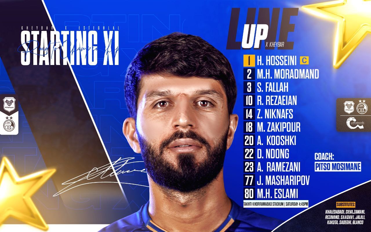 ترکیب تیم فوتبال استقلال مقابل خیبر اعلام شد