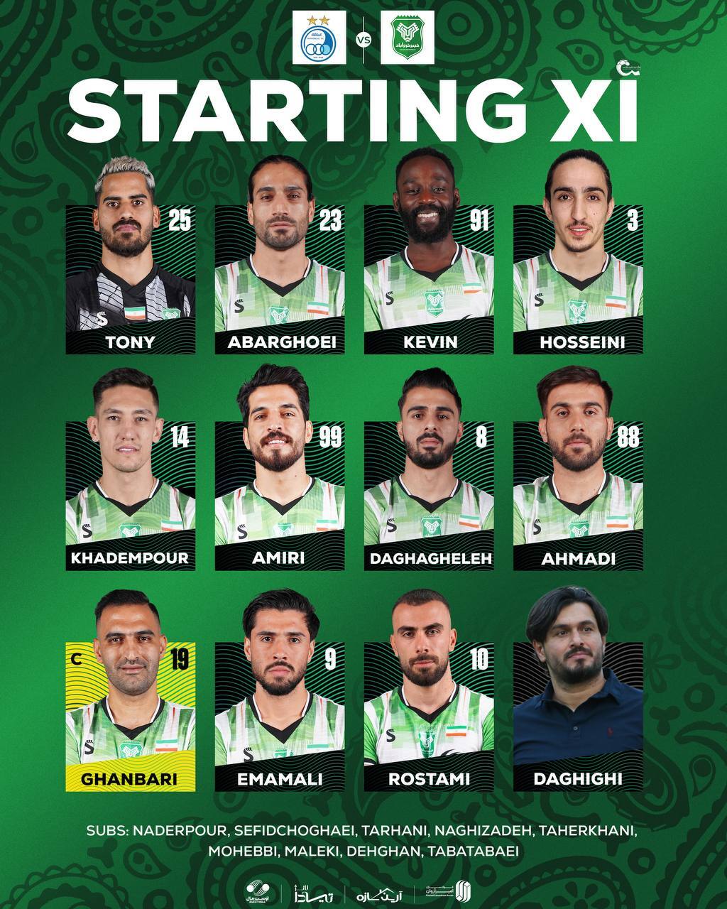 ترکیب تیم فوتبال استقلال مقابل خیبر اعلام شد