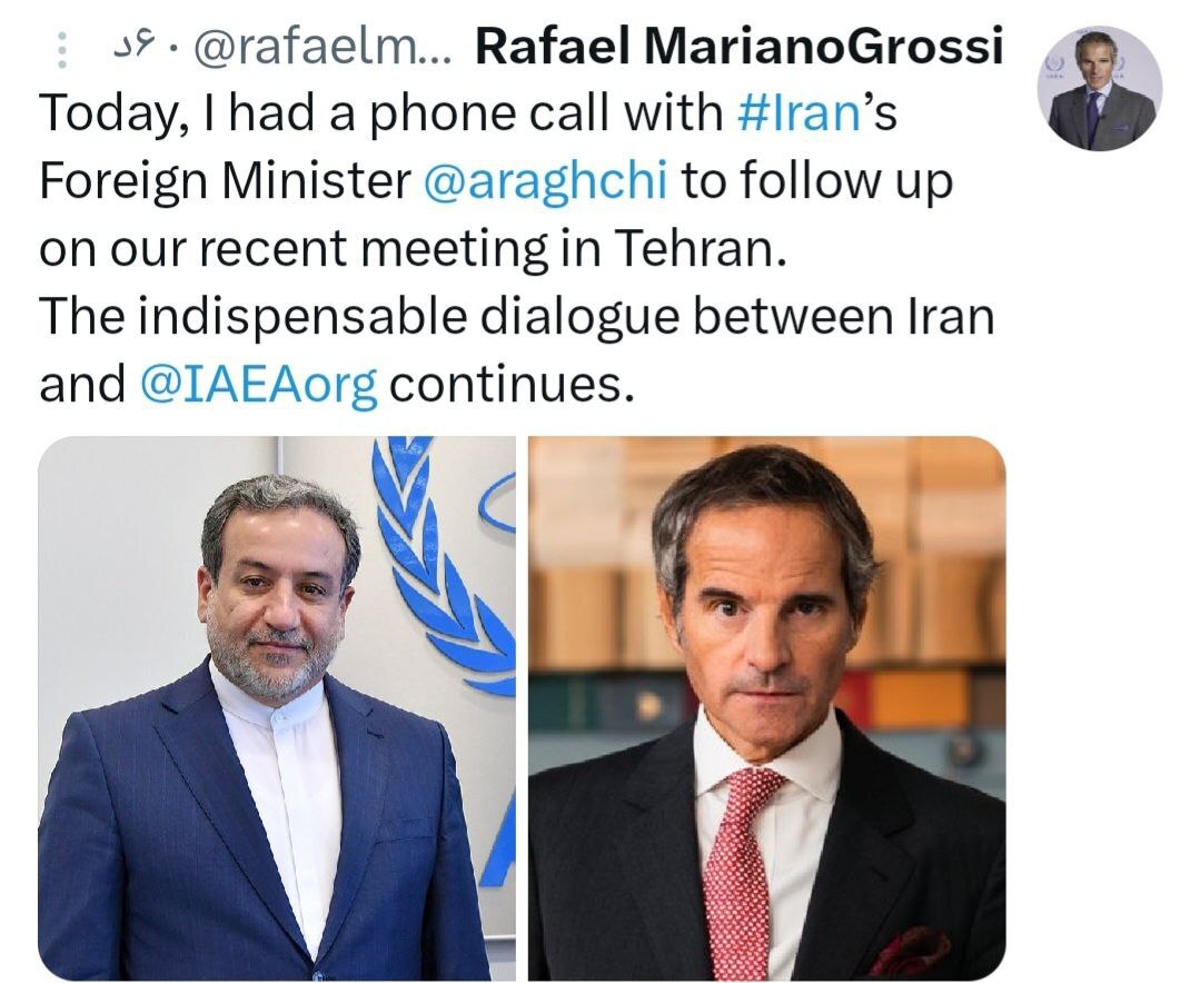 گفتگوی تلفنی عراقچی و مدیرکل آژانس بین‌المللی انرژی اتمی