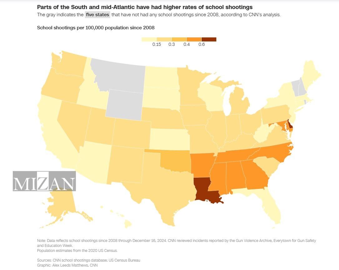 شکسته شدن رکورد تیراندازی در مدرسه‌های آمریکا؛ ثبت ۳۲۲ مورد خشونت مسلحانه