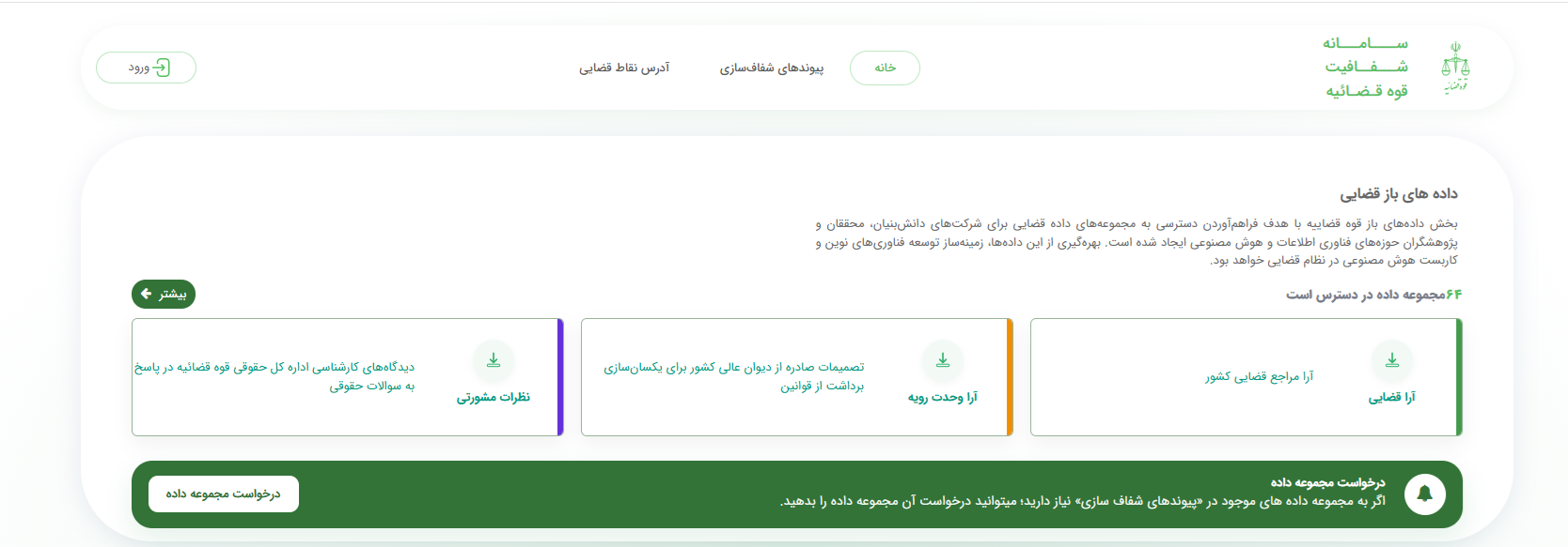 سامانه شفافیت قوه قضاییه سامانه شفافیت قوه قضاییه رونمایی شد/ بزرگترین سامانه انتشار عمومی کلان داده قضایی کشور در دسترس شرکتهای دانشبنیان و پژوهشگران