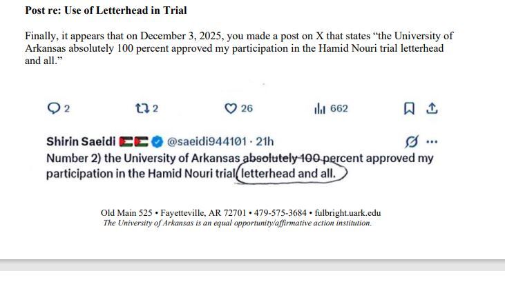 ناگفته‌های شیرین سعیدی در پی برکناری از دانشگاه آرکانزاس؛ حمله به آزادی بیان به سبک آمریکا