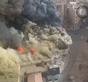 تصاویری از آتش‌سوزی مهیب در بازار جنت‌آباد از نمای بالا