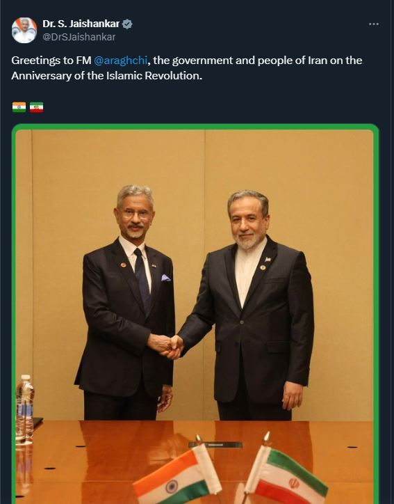 پیام تبریک وزیر امور خارجه هند به عراقچی به مناسبت سالگرد پیروزی انقلاب اسلامی