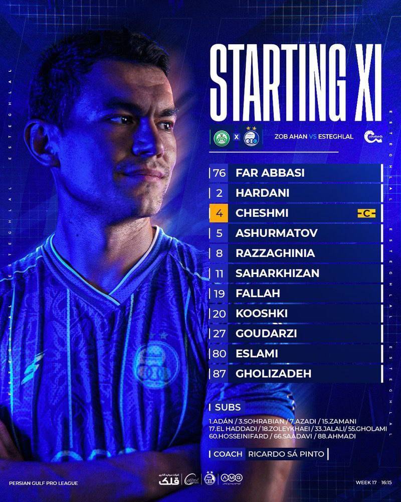 ترکیب استقلال برای بازی مقابل ذوب‌آهن اعلام شد