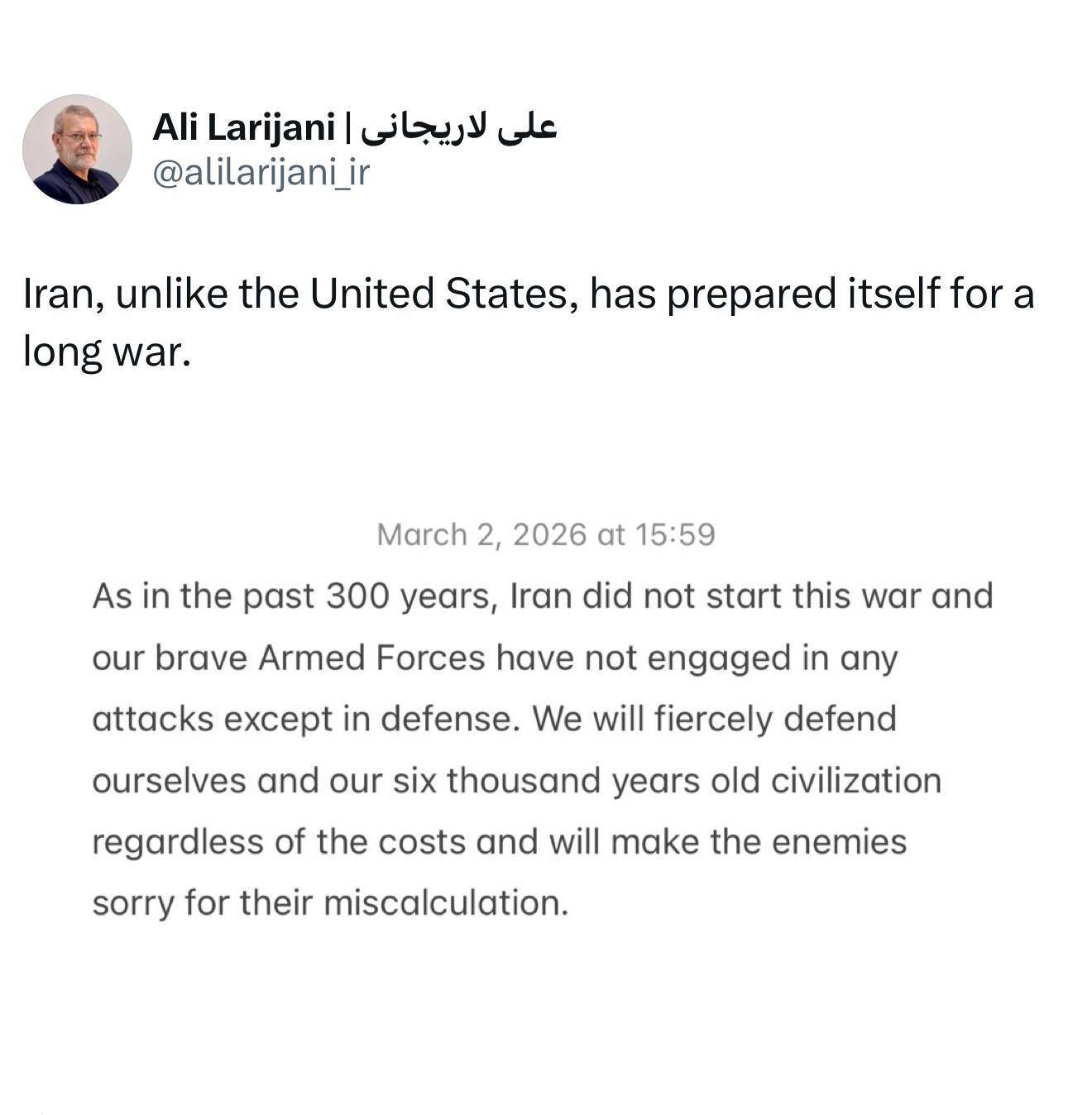 آمادگی کامل ایران برای جنگ طولانی‌مدت در برابر دشمنان؛ پشیمانی سخت در انتظار محاسبات غلط