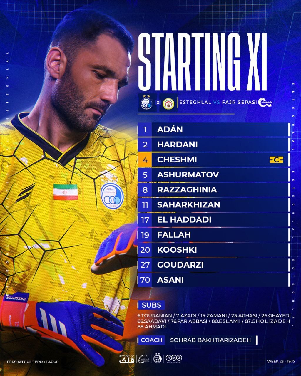 اعلام ترکیب استقلال مقابل سپاسی اعلام ترکیب استقلال مقابل سپاسی