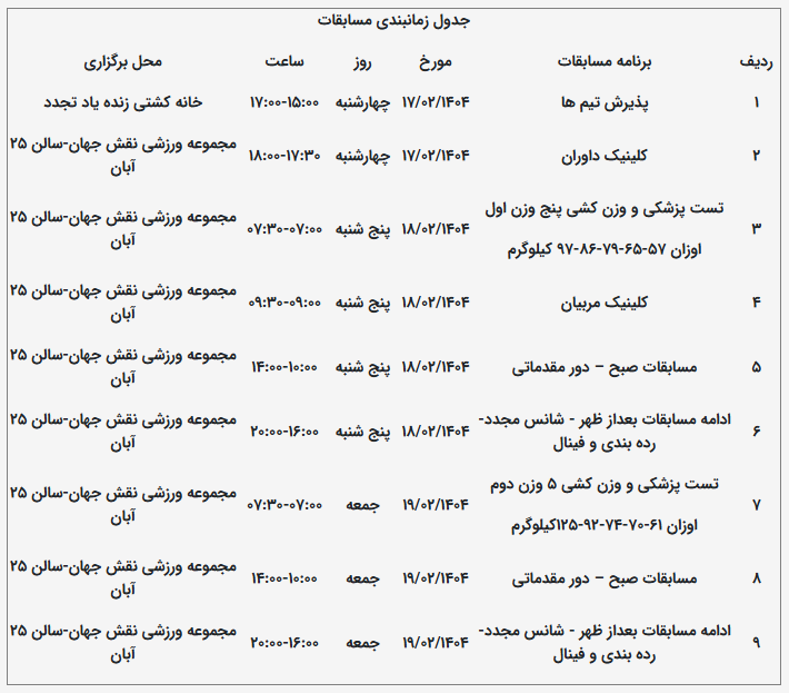 کشتی آزاد جام تختی| بخشنامه مسابقات و اسامی کشتی‌گیران واجد شرایط اعلام شد