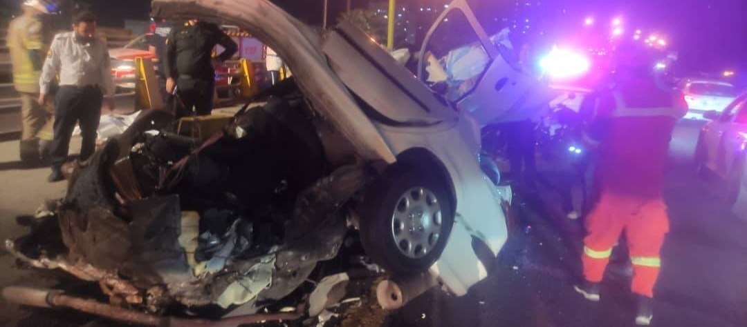 تصادف در اتوبان شهید بابایی تهران ۲ فوتی برجای گذاشت