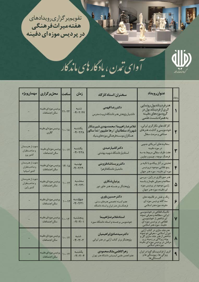 سلسله نشست‌های تخصصی به مناسبت هفته میراث فرهنگی در پردیس موزه‌ای دفینه