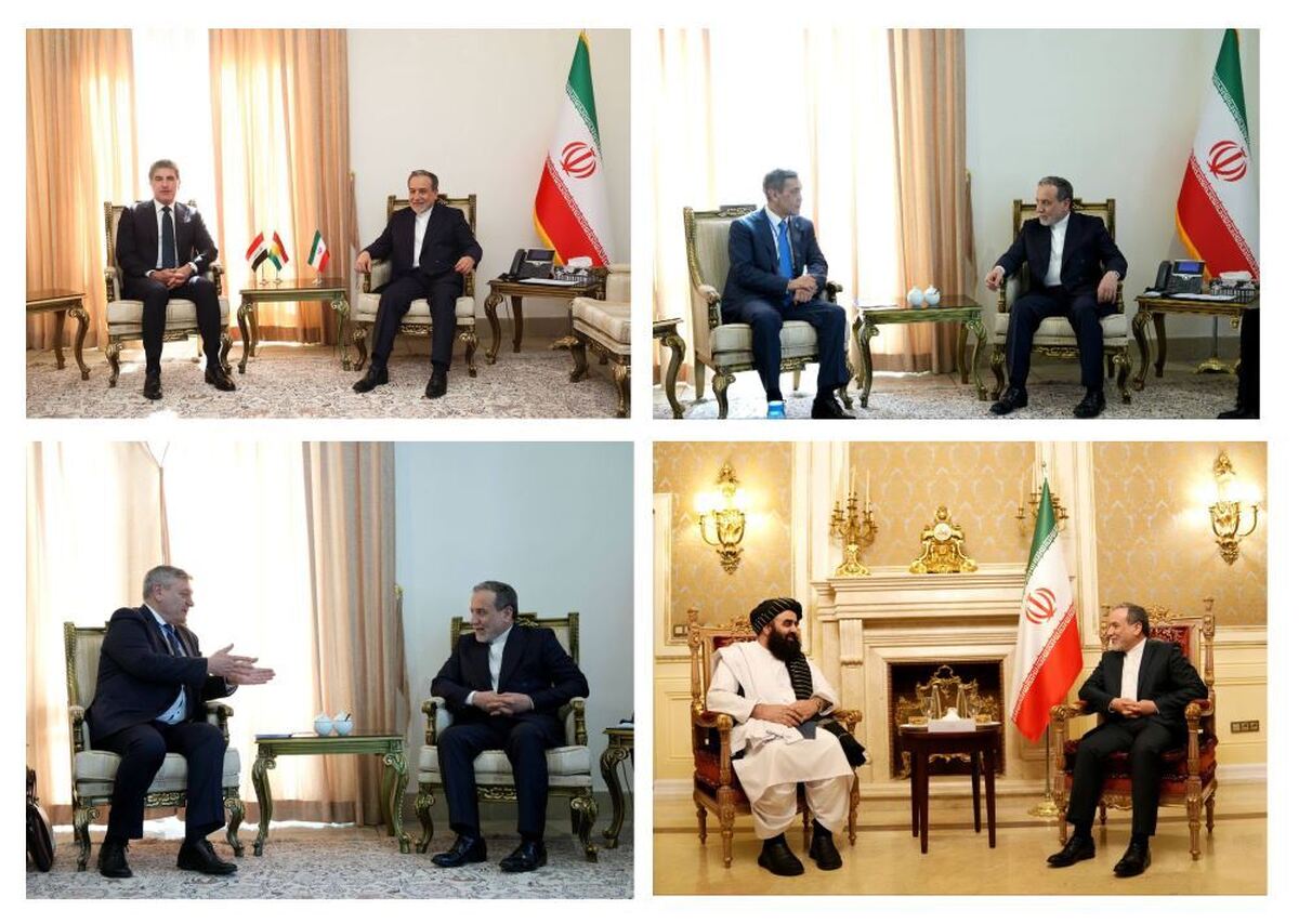 دیدار رئیس اقلیم کردستان عراق، معاون وزیر  خارجه روسیه، دبیرکل سازمان شانگهای و وزیر خارجه حکومت سرپرست افغانستان با عراقچی