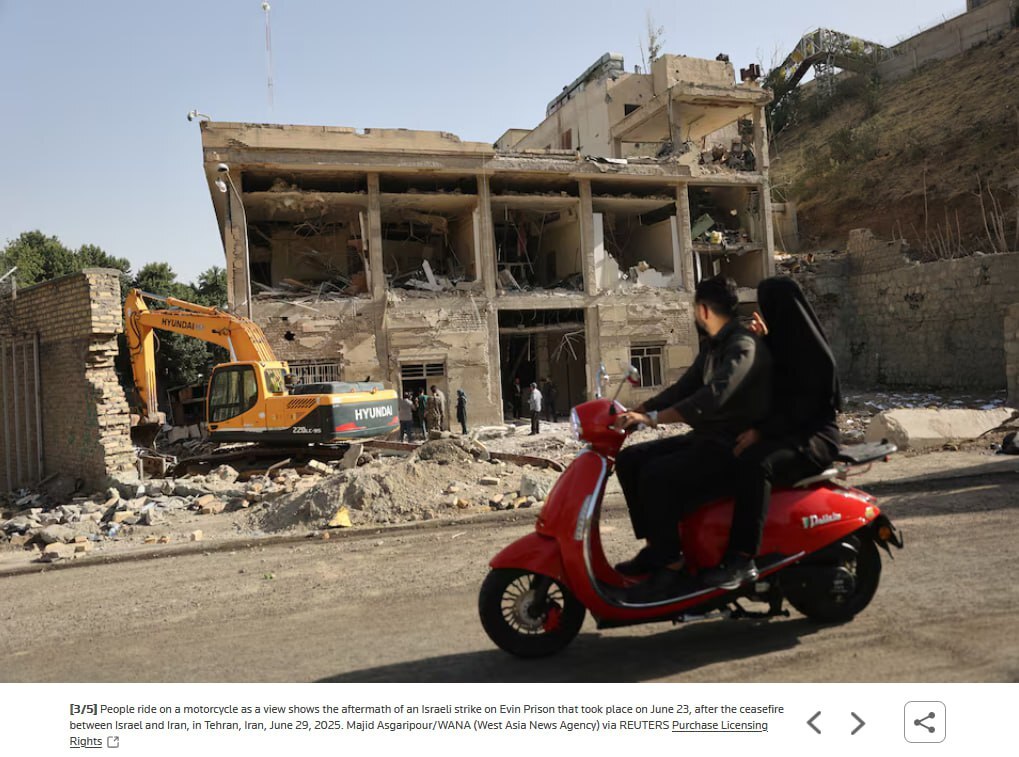 روایت تصویری رویترز از حمله رژیم صهیونیستی به زندان اوین