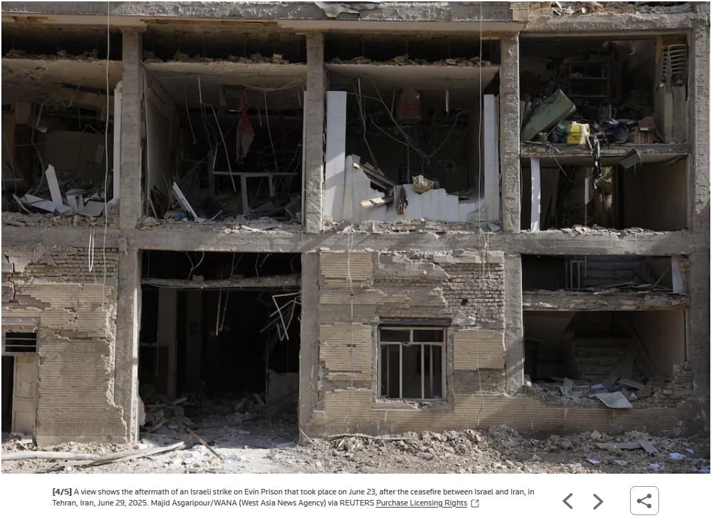 روایت تصویری رویترز از حمله رژیم صهیونیستی به زندان اوین