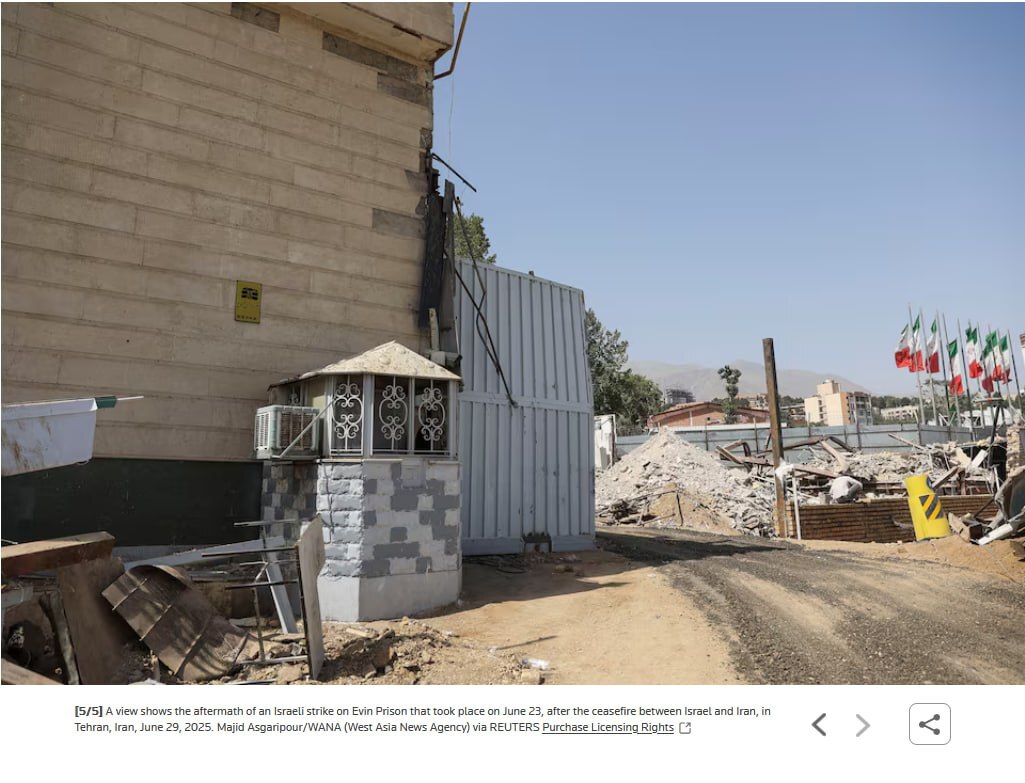 روایت تصویری رویترز از حمله رژیم صهیونیستی به زندان اوین