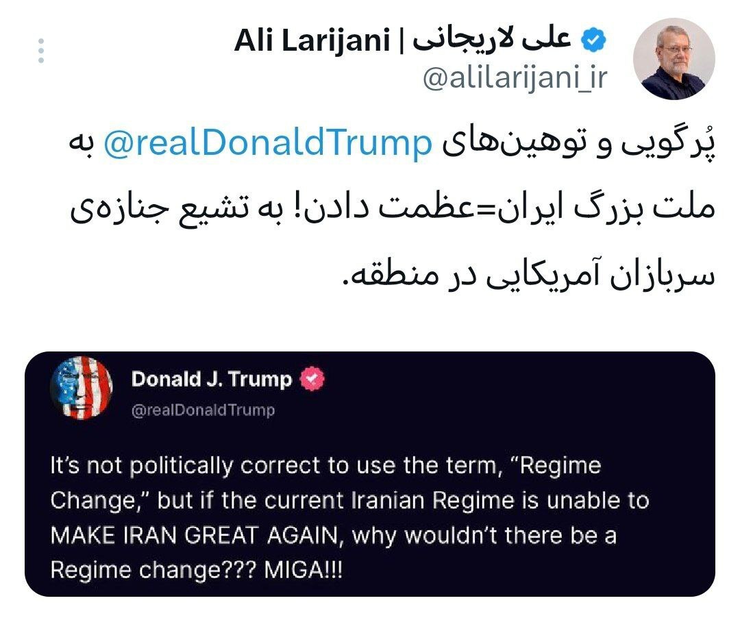 لاریجانی: پرگویی‌های ترامپ به عظمت تشییع جنازه سربازان آمریکایی در منطقه می‌انجامد