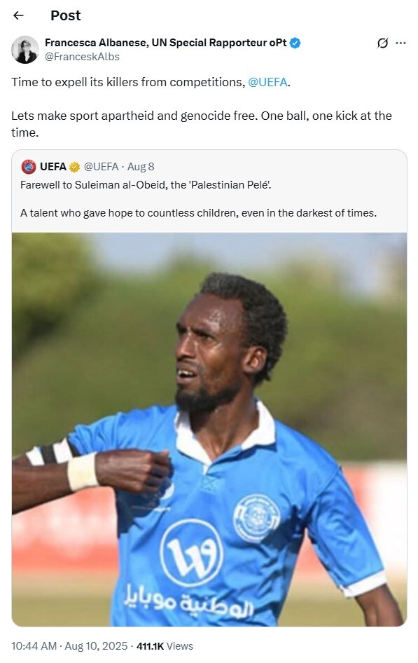 گزارشگر ویژه سازمان ملل: بیایید ورزش را از آپارتاید و نسل‌کشی عاری کنیم