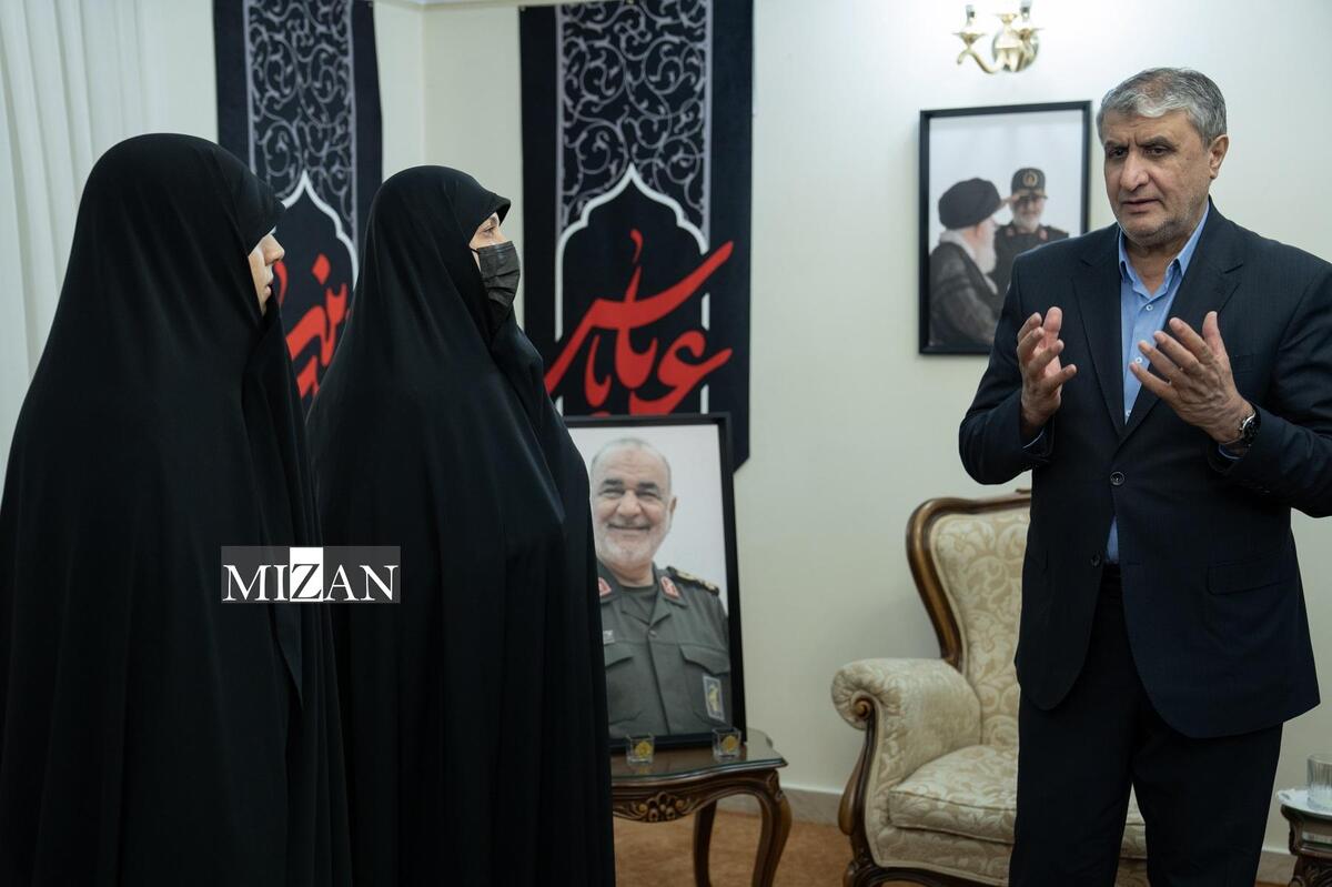 دیدار رئیس سازمان انرژی اتمی با خانواده شهدای تجاوز رژیم صهیونیستی