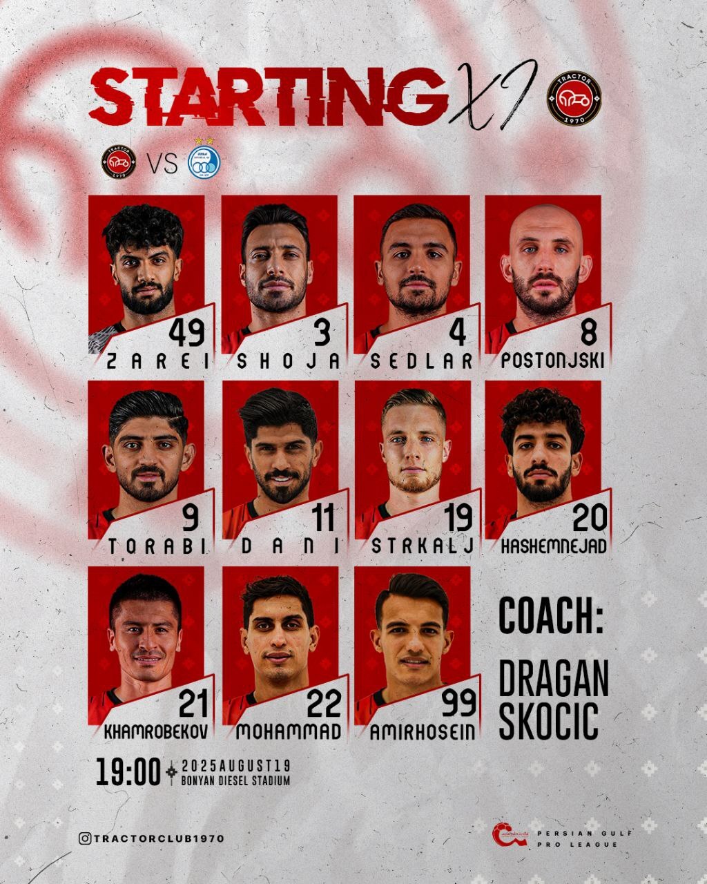ترکیب تیم استقلال مقابل تراکتور مشخص شد