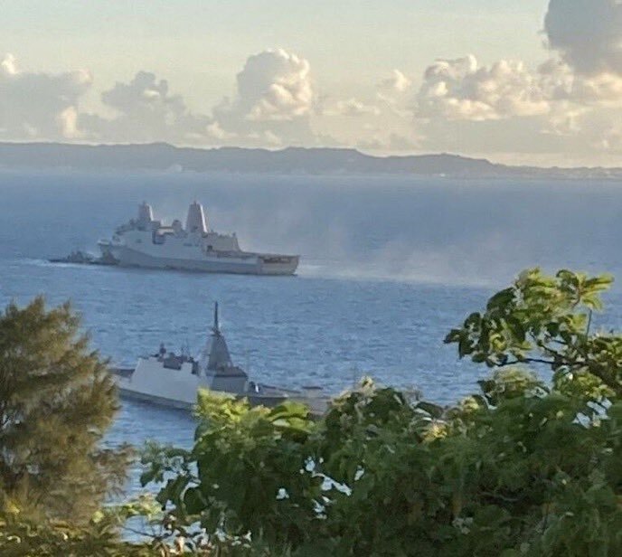 کشتی جنگی آمریکا در سواحل ژاپن دچار آتش‌سوزی شد