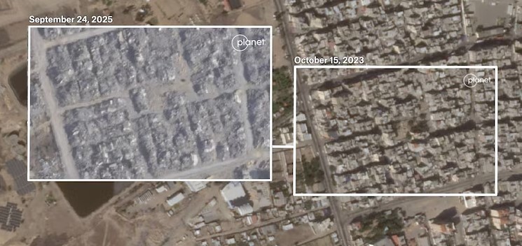 تخریب غزه از دریچه تصویرهای ماهواره‌ای