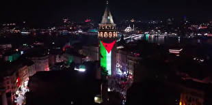 برج گالاتا استانبول به رنگ پرچم فلسطین درآمد