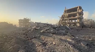 ویرانی گسترده بر اثر حملات ارتش صهیونیستی در شرق خیابان الجلاء غزه