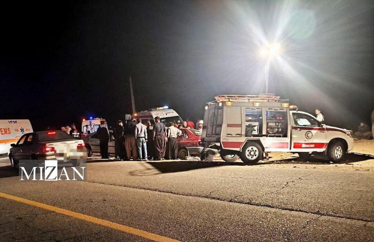 تصادف دو خودرو سواری در محور بانه – سقز ۱۲ مصدوم به جای گذاشت
