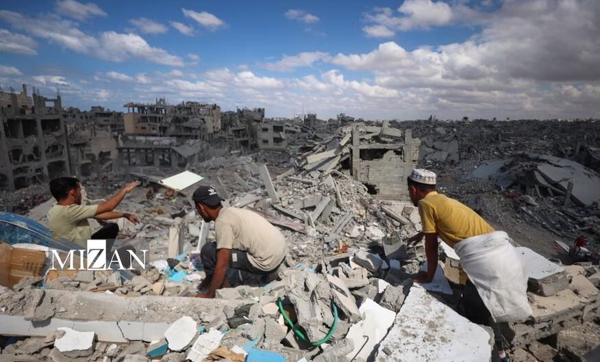 تلاش برای یافتن پیکر شهدا از زیر آوار در غزه تلاش برای یافتن پیکر شهدا از زیر آوار در غزه