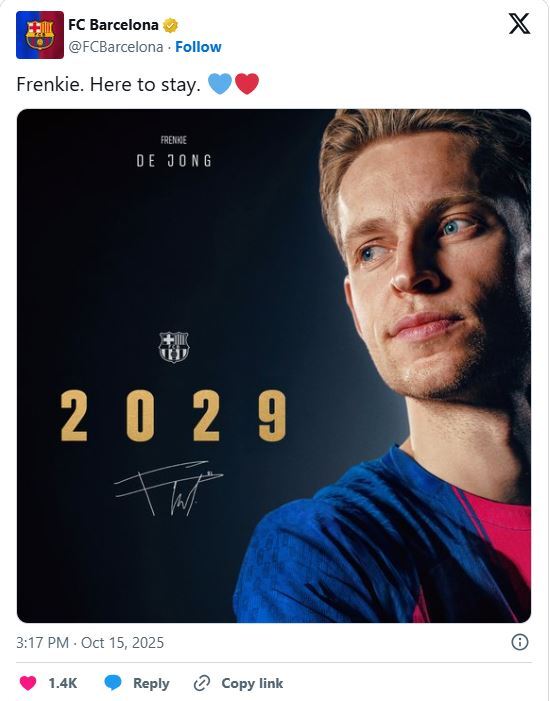 تمدید قرارداد ستاره هلندی بارسلونا