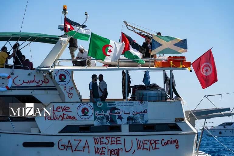 ناوگان صمود پرواز جنگندههای رژیم صهیونیستی بر فراز ناوگان جهانی صمود