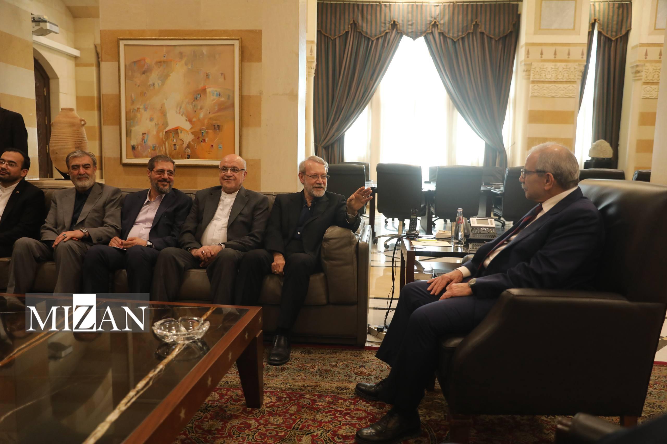 دیدار دبیر شورای عالی امنیت ملی با رئیس مجلس لبنان/ لاریجانی: امیدواریم تحولات سیاسی لبنان در راستای منافع مردم و تشکیل دولتی مستقل و قدرتمند باشد