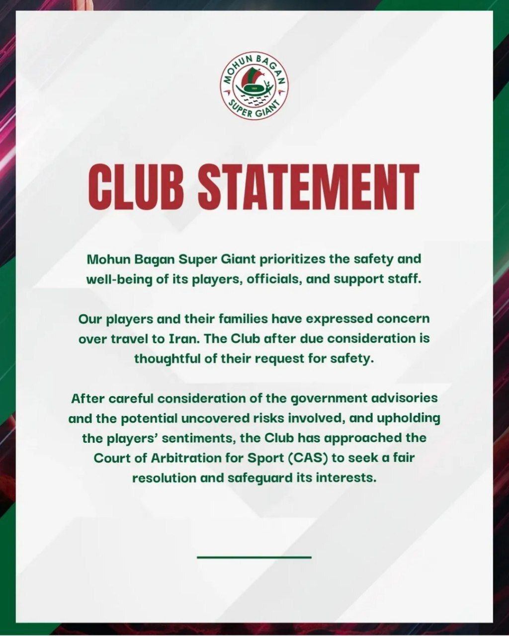 اطلاعیه عجیب موهون باگان در آستانه دیدار با سپاهان/ هندی‌ها قید سفر به ایران را زدند؟