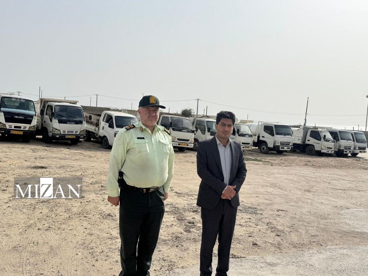  ۱۰۰ هزار لیتر سوخت قاچاق و ۱۶ دستگاه کامیون متعلق به قاچاقچیان در جزیره قشم توقیف شد