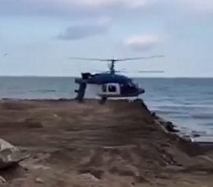 تصاویر سقوط بالگرد روسیه در ساحل خزر