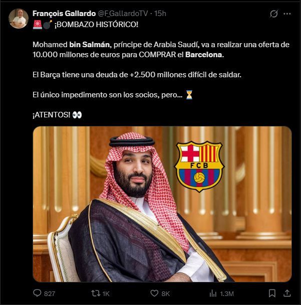 بارسلونا بمب خبری رسانههای عربی؛ بنسلمان در اندیشه خرید بارسلونا!