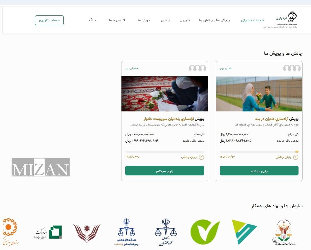 سامانه اینترنتی امیدیاری، پلی برای جلب کمک‌های مردمی برای حمایت از زندانیان 