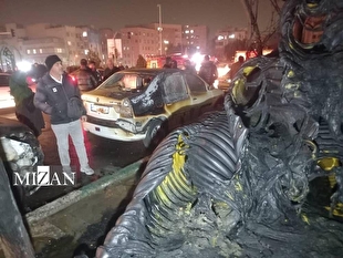 خسارت به چند خودرو و منزل مسکونی درپی آتش‌سوزی بزرگراه یادگار امام