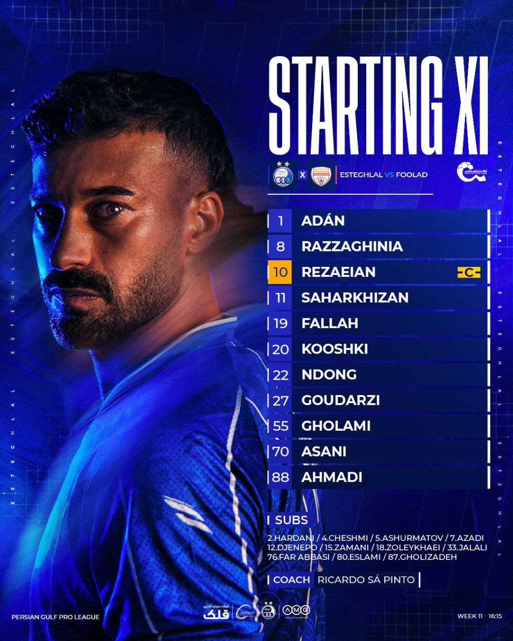 ترکیب استقلال مقابل فولاد اعلام شد