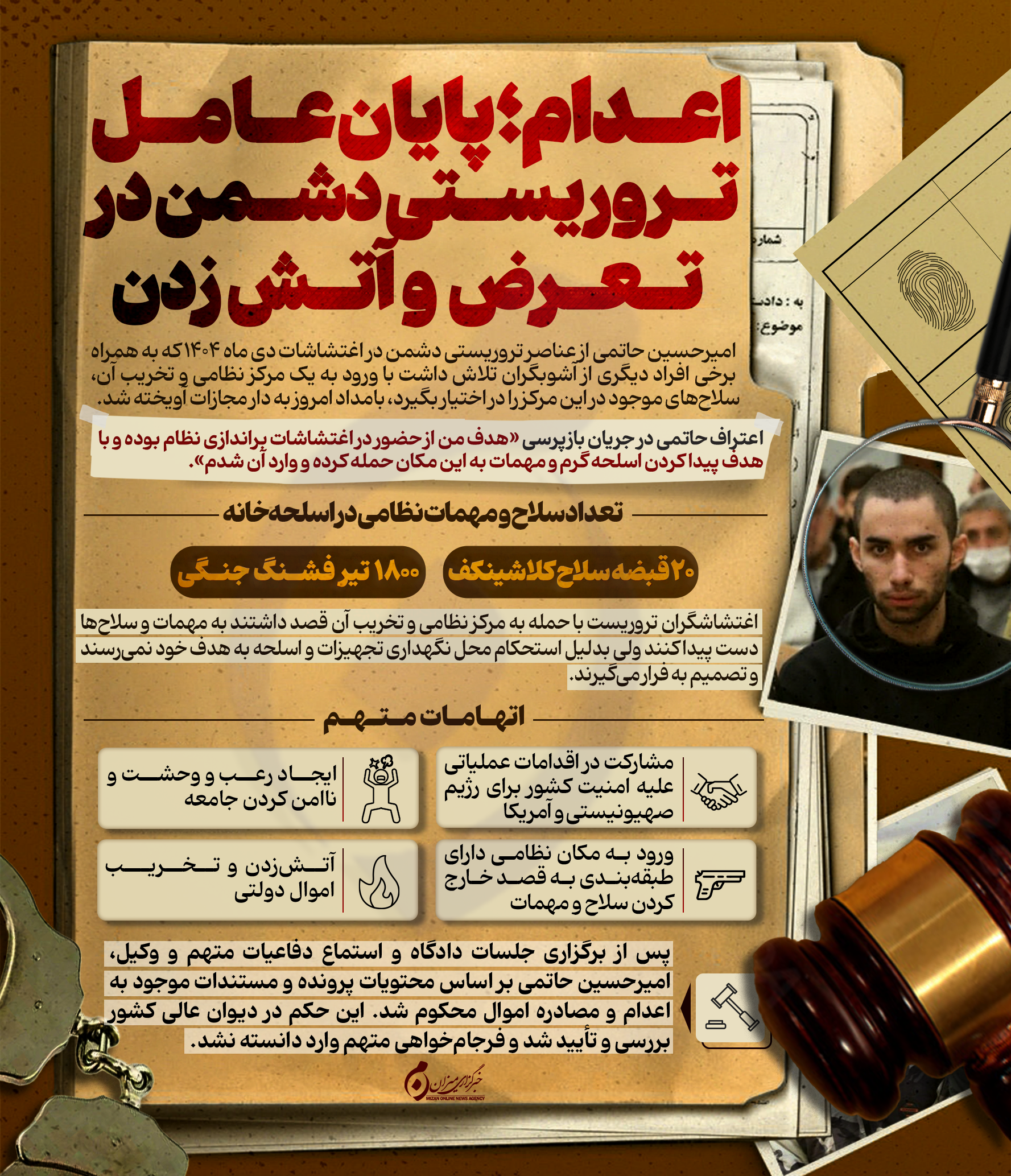 اینفوگرافیک | اعدام؛ پایان عامل تروریستی دشمن در تعرض و آتش‌زدن