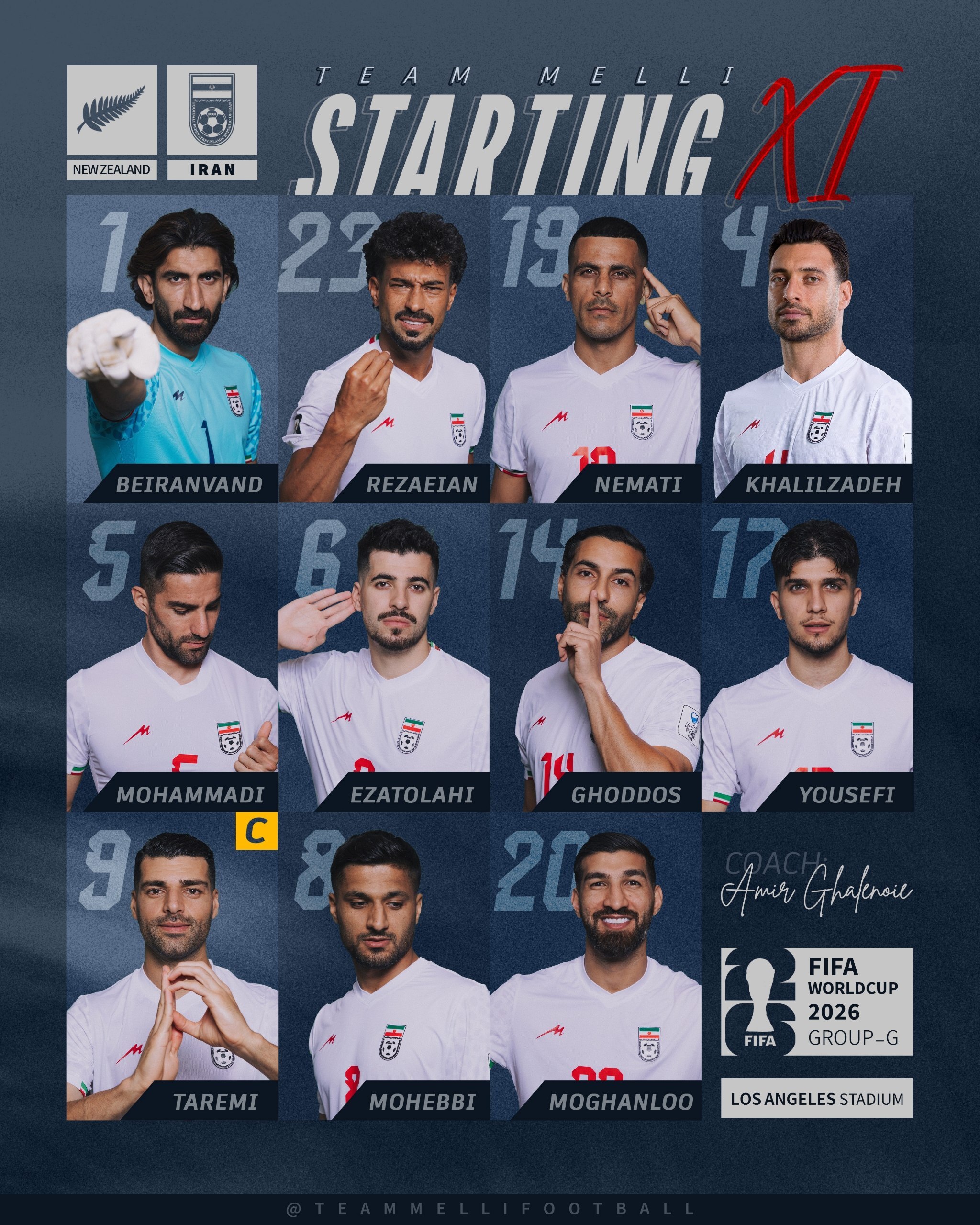 جام جهانی ۲۰۲۶| ترکیب ایران برای مصاف با نیوزیلند مشخص شد
