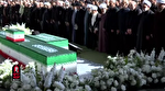 فیلم کامل اقامه نماز بر پیکر مطهر شهدای خانواده رهبر شهید انقلاب