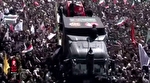 خودرو حامل پیکر مطهر رهبر شهید انقلاب اسلامی به میدان ثورةالعشرین نجف اشرف رسید