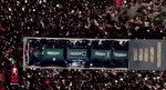 پیکر رهبر شهید انقلاب اسلامی در صحن مطهر حضرت زهرا (س)؛ حرم حضرت امیرالمومنین (ع)
