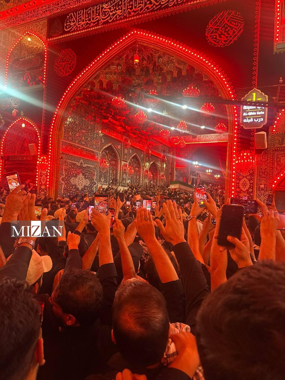 وداع عراقی‌ها با آقای شهید ایران؛ تشییع در نجف و اقامه نماز در حرم مطهر امیرالمومنین علیه‌السلام/ آقا به حرم سیدالشهدا رسید