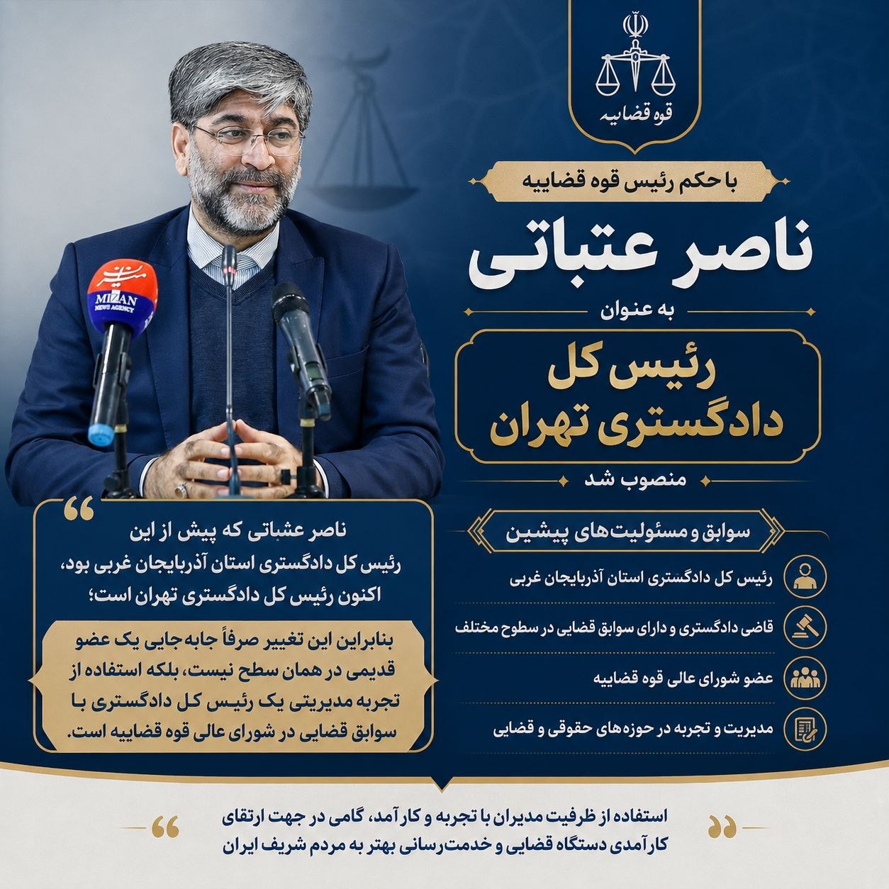نگاهی به سوابق اعضای جدید شورای عالی قوه قضاییه نگاهی به سوابق اعضای جدید شورای عالی قوه قضاییه